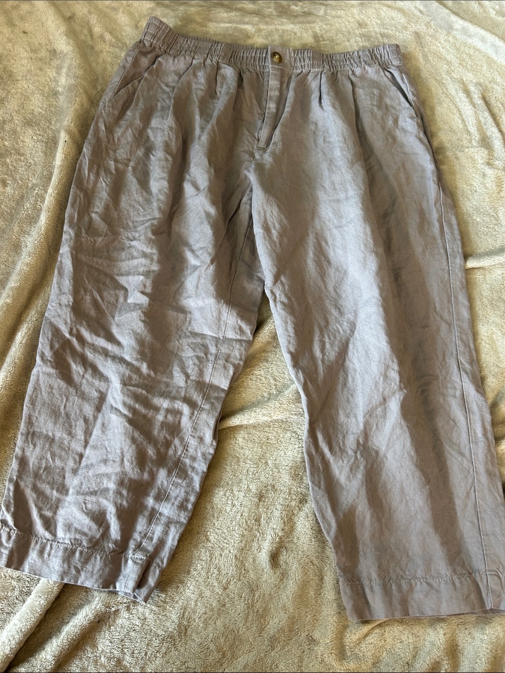 Madewell Petite Linen-Blend Pull-On Tapered Pants